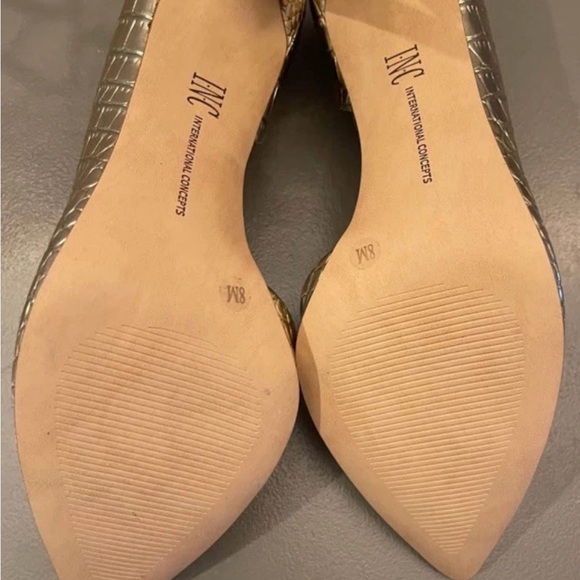 INC International Concepts Kenjay d’Orsay Stiletto Gold Croc-Embossed Women’s 8M - Picture 6 of 13